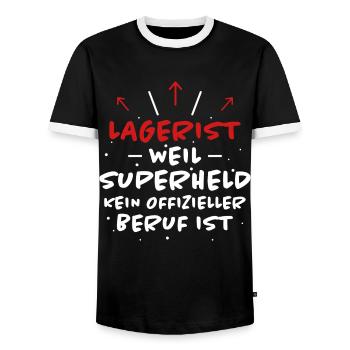 Lagerist Spruch Logistik Lustige Lagerist Geschenk - Männer Kontrast-T-Shirt - Schwarz/Weiß - Vorne - AI Model Female 172 light (172cm) & AI Model Male 178 light (178cm)