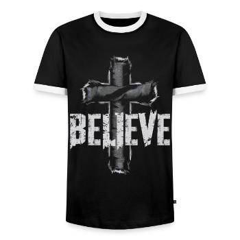 Croire Chrétiens Christ Croix Religion Don - T-shirt contrasté Homme - noir/blanc - Devant - AI Model Female 172 light (172cm) & AI Model Male 178 light (178cm)