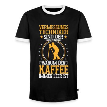 Surveyor is the reason Land surveyor - Men's Ringer Shirt - black/white - Front - AI Model Female 172 light (172cm) & AI Model Male 178 light (178cm)
