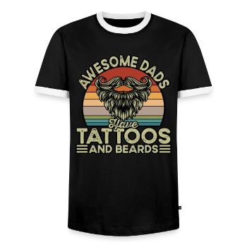 Awesome Dads have Tattoos and Beards - Men's Ringer Shirt - black/white - Front - AI Model Female 172 light (172cm) & AI Model Male 178 light (178cm)
