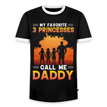 My favorite 3 Princesses call me Daddy - Men's Ringer Shirt - black/white - Front - AI Model Female 172 light (172cm) & AI Model Male 178 light (178cm)