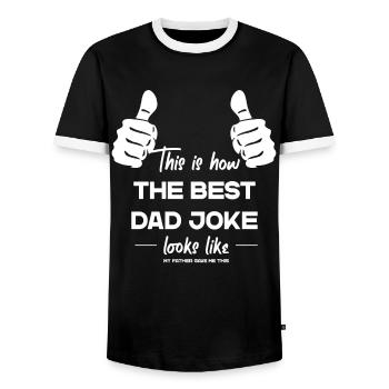 Best Dad Joke Funny Dad Perfect Style - Men's Ringer Shirt - black/white - Front - AI Model Female 172 light (172cm) & AI Model Male 178 light (178cm)