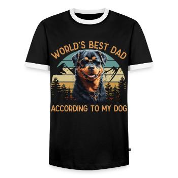Welt Bester Hundepapa Rottweiler Lustige Haustier - Männer Kontrast-T-Shirt - Schwarz/Weiß - Vorne - AI Model Female 172 light (172cm) & AI Model Male 178 light (178cm)