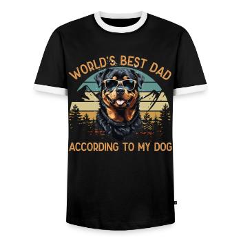 Welt Bester Hundepapa Rottweiler Lustige Motive - Männer Kontrast-T-Shirt - Schwarz/Weiß - Vorne - AI Model Female 172 light (172cm) & AI Model Male 178 light (178cm)