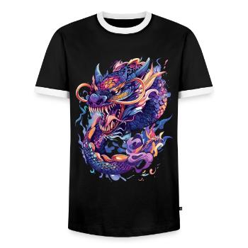 Chinesischer Drache Fantasy Dragoncore Aesthetic - Männer Kontrast-T-Shirt - Schwarz/Weiß - Vorne - AI Model Female 172 light (172cm) & AI Model Male 178 light (178cm)