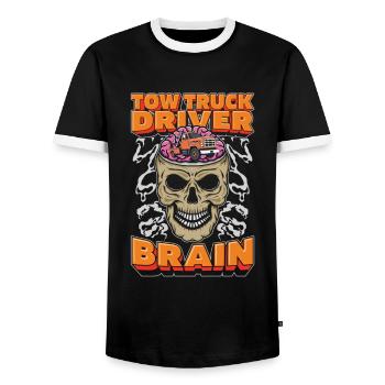 Service de remorquage Dépanneuse Skull - T-shirt contrasté Homme - noir/blanc - Devant - AI Model Female 172 light (172cm) & AI Model Male 178 light (178cm)