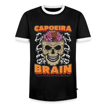 Capoeira Martial Dance Skull Capoeira Brain - Men's Ringer Shirt - black/white - Front - AI Model Female 172 light (172cm) & AI Model Male 178 light (178cm)