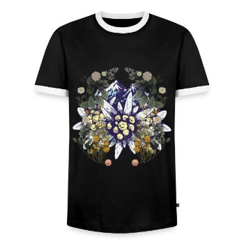 Alps Mountains Mountains Nature Flowers Nature Lovers - Men's Ringer Shirt - black/white - Front - AI Model Female 172 light (172cm) & AI Model Male 178 light (178cm)