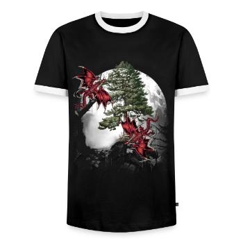 Dragon Dragon Fable Medieval Fairy Tale Myth - Men's Ringer Shirt - black/white - Front - AI Model Female 172 light (172cm) & AI Model Male 178 light (178cm)