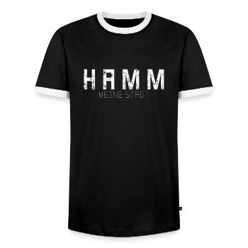 Hamm My City - Men's Ringer Shirt - black/white - Front - AI Model Female 172 light (172cm) & AI Model Male 178 light (178cm)