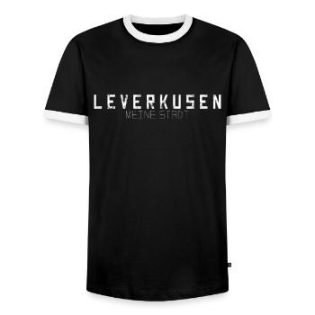 Leverkusen Meine Stadt - Männer Kontrast-T-Shirt - Schwarz/Weiß - Vorne - AI Model Female 172 light (172cm) & AI Model Male 178 light (178cm)