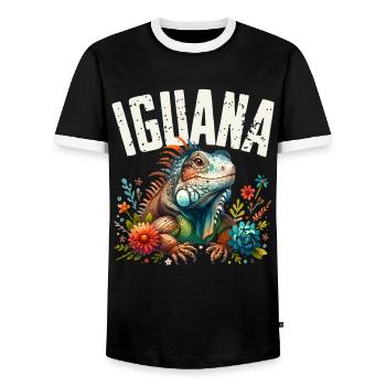 Iguane - T-shirt contrasté Homme - noir/blanc - Devant - AI Model Female 172 light (172cm) & AI Model Male 178 light (178cm)