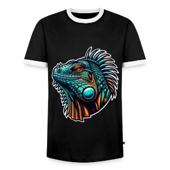 Iguane - T-shirt contrasté Homme - noir/blanc - Devant - AI Model Female 172 light (172cm) & AI Model Male 178 light (178cm)