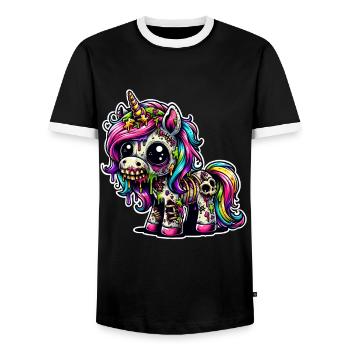 Einhorn Zombie Monster - Männer Kontrast-T-Shirt - Schwarz/Weiß - Vorne - AI Model Female 172 light (172cm) & AI Model Male 178 light (178cm)