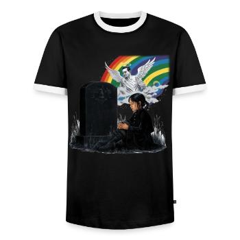 Fille papa Ange en deuil - T-shirt contrasté Homme - noir/blanc - Devant - AI Model Female 172 light (172cm) & AI Model Male 178 light (178cm)