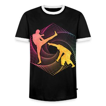 Capoeira - T-shirt contrasté Homme - noir/blanc - Devant - AI Model Female 172 light (172cm) & AI Model Male 178 light (178cm)