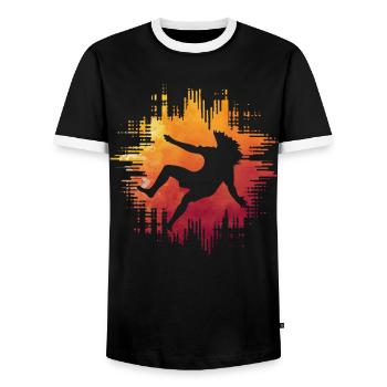 Capoeira - Men's Ringer Shirt - black/white - Front - AI Model Female 172 light (172cm) & AI Model Male 178 light (178cm)
