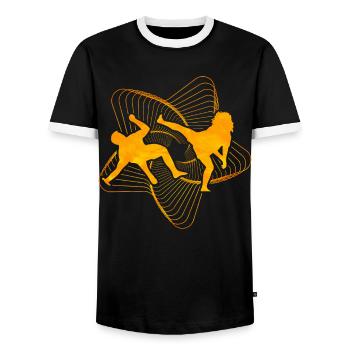 Capoeira - Men's Ringer Shirt - black/white - Front - AI Model Female 172 light (172cm) & AI Model Male 178 light (178cm)