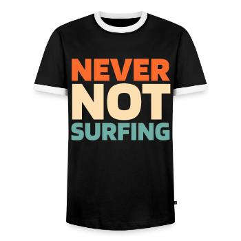 Surfer Surfen - Männer Kontrast-T-Shirt - Schwarz/Weiß - Vorne - AI Model Female 172 light (172cm) & AI Model Male 178 light (178cm)