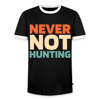 Hunting Hunter Hunting - Men's Ringer Shirt - black/white - Front - AI Model Female 172 light (172cm) & AI Model Male 178 light (178cm)