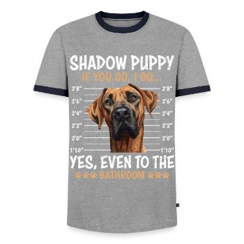 Ridgeback SHADOW PUPPY IF YOU GO I GO Funny - Men's Ringer Shirt - grey/navy  - Front - AI Model Female 172 light (172cm) & AI Model Male 178 light (178cm)