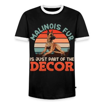 MALINOIS HAIR IS PART OF THE HOUSE OF BELGIAN - Men's Ringer Shirt - black/white - Front - AI Model Female 172 light (172cm) & AI Model Male 178 light (178cm)
