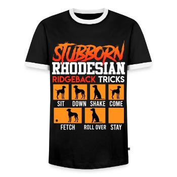 Ridgebacks STUBBORN RHODESIAN RIDGEBACK - Men's Ringer Shirt - black/white - Front - AI Model Female 172 light (172cm) & AI Model Male 178 light (178cm)