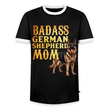 Deutscher Schäferhund BAD GERMAN SHEPHERD MOM - T-shirt contrasté Homme - noir/blanc - Devant - AI Model Female 172 light (172cm) & AI Model Male 178 light (178cm)