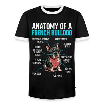 Anatomie einer Französischen Bulldogge - Männer Kontrast-T-Shirt - Schwarz/Weiß - Vorne - AI Model Female 172 light (172cm) & AI Model Male 178 light (178cm)