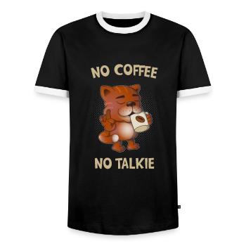 Pas de café Pas de Smaltalk Drôle de chat - T-shirt contrasté Homme - noir/blanc - Devant - AI Model Female 172 light (172cm) & AI Model Male 178 light (178cm)