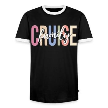 Croisière Vacances Croisière Bateau de croisière - T-shirt contrasté Homme - noir/blanc - Devant - AI Model Female 172 light (172cm) & AI Model Male 178 light (178cm)