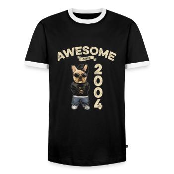 2004 Anniversaire Génial depuis Cool Dog - T-shirt contrasté Homme - noir/blanc - Devant - AI Model Female 172 light (172cm) & AI Model Male 178 light (178cm)