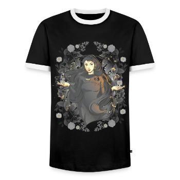 Nature Forêt Chaman Mythe Spirituel Occulte - T-shirt contrasté Homme - noir/blanc - Devant - AI Model Female 172 light (172cm) & AI Model Male 178 light (178cm)
