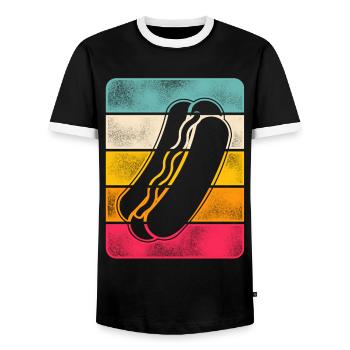 Hot Dog Adulte Rétro Vintage - T-shirt contrasté Homme - noir/blanc - Devant - AI Model Female 172 light (172cm) & AI Model Male 178 light (178cm)