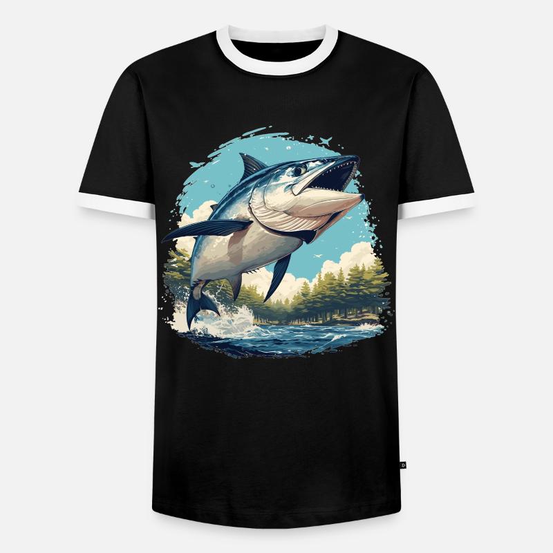 Tuna Thunfische Thunfisch - Männer Kontrast-T-Shirt - Schwarz/Weiß