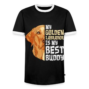 Chien Labrador Mon Labrador Doré mon meilleur ami - T-shirt contrasté Homme - noir/blanc - Devant - AI Model Female 172 light (172cm) & AI Model Male 178 light (178cm)