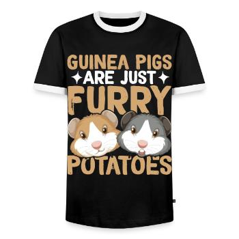 Meerschweinchen sind einfach pelzige Kartoffeln Me - Männer Kontrast-T-Shirt - Schwarz/Weiß - Vorne - AI Model Female 172 light (172cm) & AI Model Male 178 light (178cm)