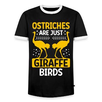 Les autruches ne sont que des oiseaux girafes Les autruches sont des girafes - T-shirt contrasté Homme - noir/blanc - Devant - AI Model Female 172 light (172cm) & AI Model Male 178 light (178cm)
