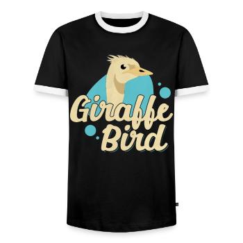 Illustration drôle d’oiseau girafe amoureux de l’autruche pour - T-shirt contrasté Homme - noir/blanc - Devant - AI Model Female 172 light (172cm) & AI Model Male 178 light (178cm)