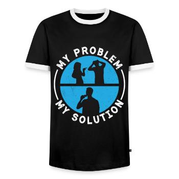 Hot Tea Lover My Problem My Pictogram Dad Mom - Men's Ringer Shirt - black/white - Front - AI Model Female 172 light (172cm) & AI Model Male 178 light (178cm)
