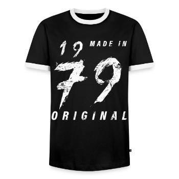 Made In 1979 Original Geburtstag Grunge Distressed - Männer Kontrast-T-Shirt - Schwarz/Weiß - Vorne - AI Model Female 172 light (172cm) & AI Model Male 178 light (178cm)
