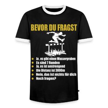 Course d’obstacles athlétisme athlète haies - T-shirt contrasté Homme - noir/blanc - Devant - AI Model Female 172 light (172cm) & AI Model Male 178 light (178cm)
