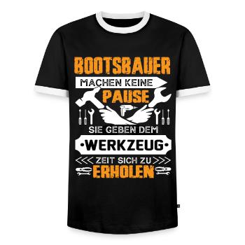 Boat builders don't take a break - Men's Ringer Shirt - black/white - Front - AI Model Female 172 light (172cm) & AI Model Male 178 light (178cm)