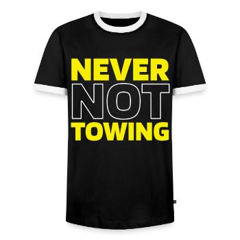Towing Service Tow Truck - Men's Ringer Shirt - black/white - Front - AI Model Female 172 light (172cm) & AI Model Male 178 light (178cm)