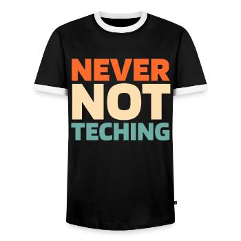 Enseignant Pédagogue - T-shirt contrasté Homme - noir/blanc - Devant - AI Model Female 172 light (172cm) & AI Model Male 178 light (178cm)