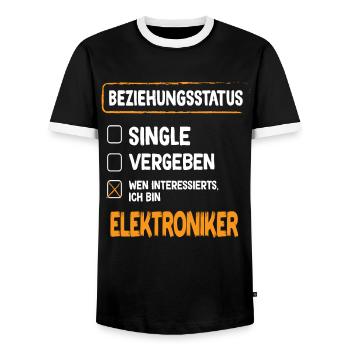Statut de la relation de technicien en électronique - T-shirt contrasté Homme - noir/blanc - Devant - AI Model Female 172 light (172cm) & AI Model Male 178 light (178cm)