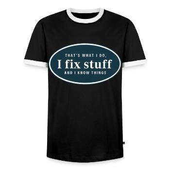 Car mechanic mechatronics technician screwdriver sayings - Men's Ringer Shirt - black/white - Front - AI Model Female 172 light (172cm) & AI Model Male 178 light (178cm)