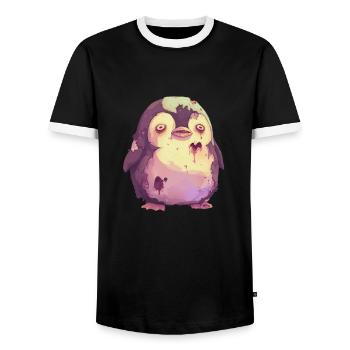 Pingouin Halloween Pingouin Mignon - T-shirt contrasté Homme - noir/blanc - Devant - AI Model Female 172 light (172cm) & AI Model Male 178 light (178cm)