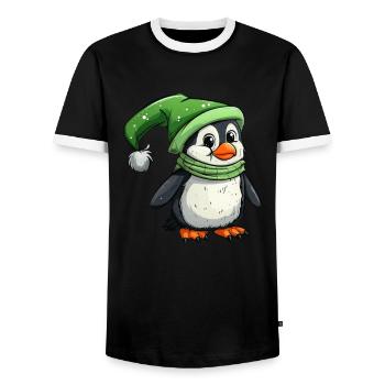 Pingouin Elfe Pingouin de Noël Mignon - T-shirt contrasté Homme - noir/blanc - Devant - AI Model Female 172 light (172cm) & AI Model Male 178 light (178cm)