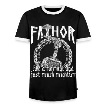 Wikinger Papa Vathor Mächtiges Spruch Design - Männer Kontrast-T-Shirt - Schwarz/Weiß - Vorne - AI Model Female 172 light (172cm) & AI Model Male 178 light (178cm)